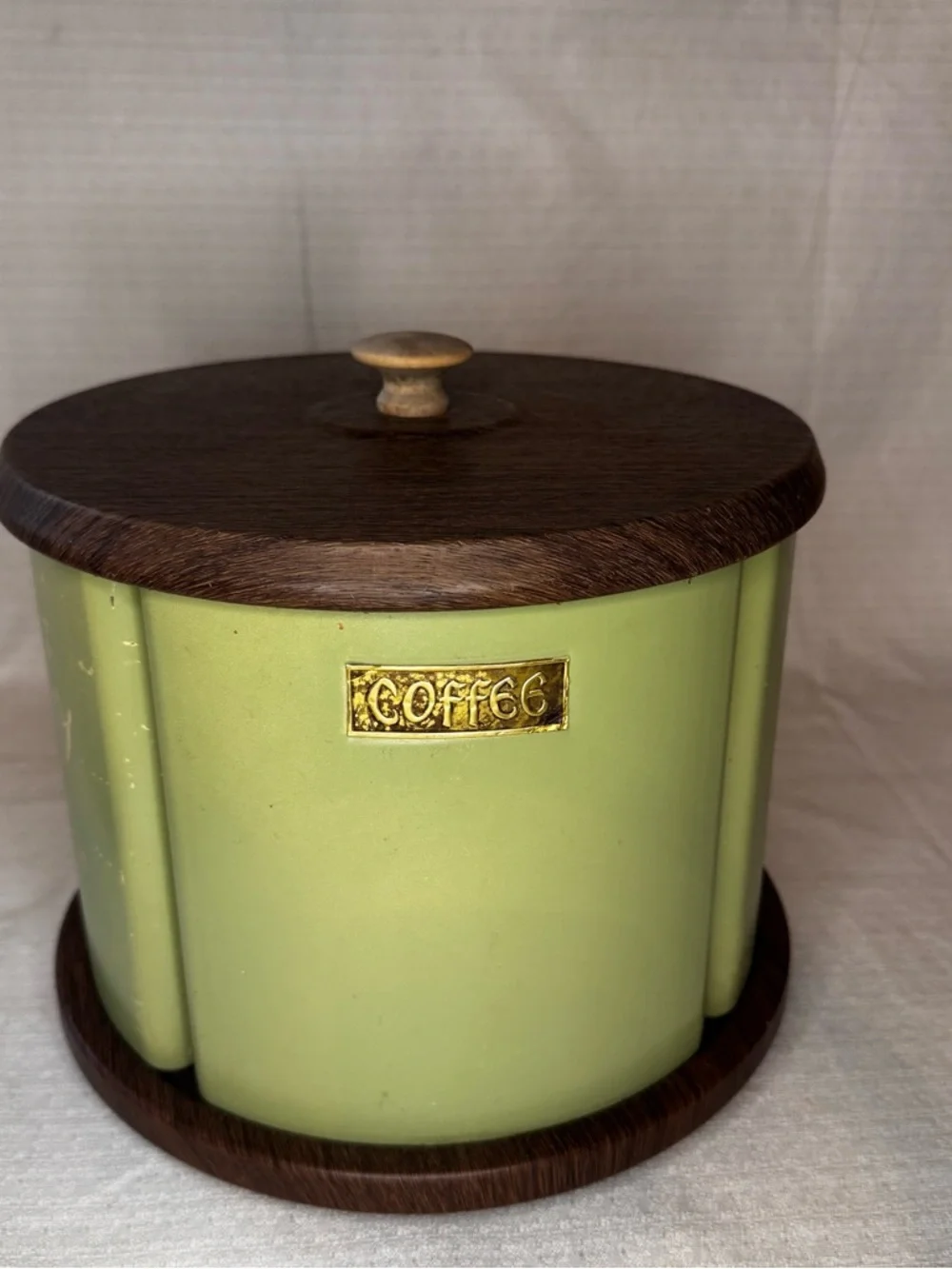 Rotating Canister Set Avocado Green Lazy Susan Retro 70s Kitchen